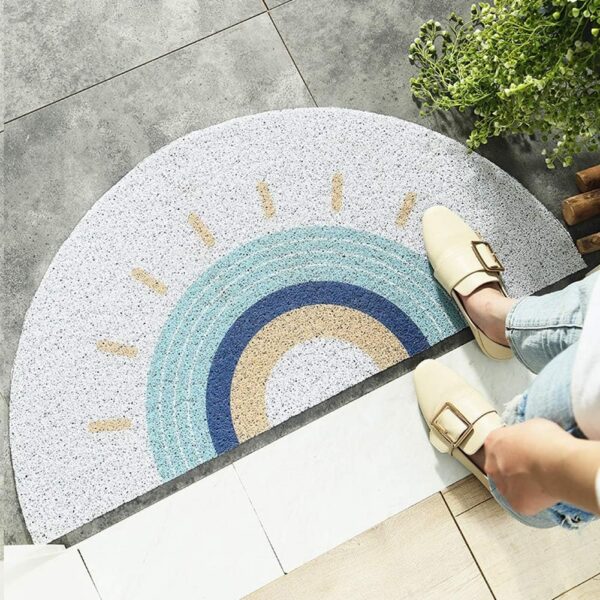 Semi-Circular Coil Outdoor Mat with Rainbow Sun Printing